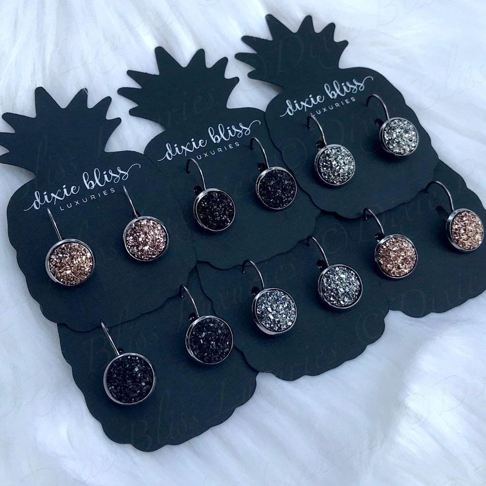 Dixie Bliss Druzy Leverback Earrings - ONE Pair - choice of color